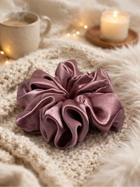 Dusty Rose Satin XXL Scrunchie - Picture 2 of 3